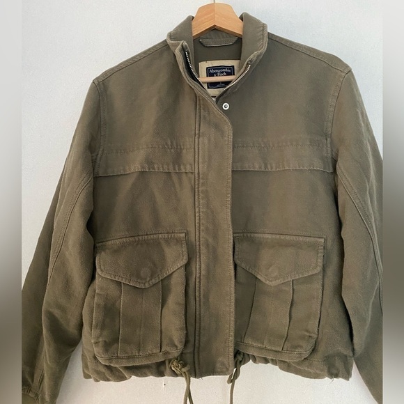 ABERCROMBIE & FITCH GREEN ARMY UTILITY JACKET WOMENS SIZE SMALL - Picture 2 of 10